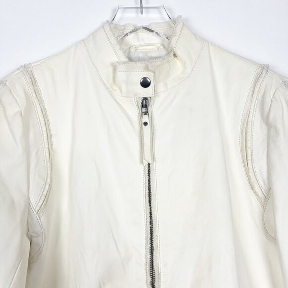 Cigno Nero Jacket Women's EU 40 | US 6 (S) Ivory Leather Moto Biker Buttery Soft - Picture 2 of 15